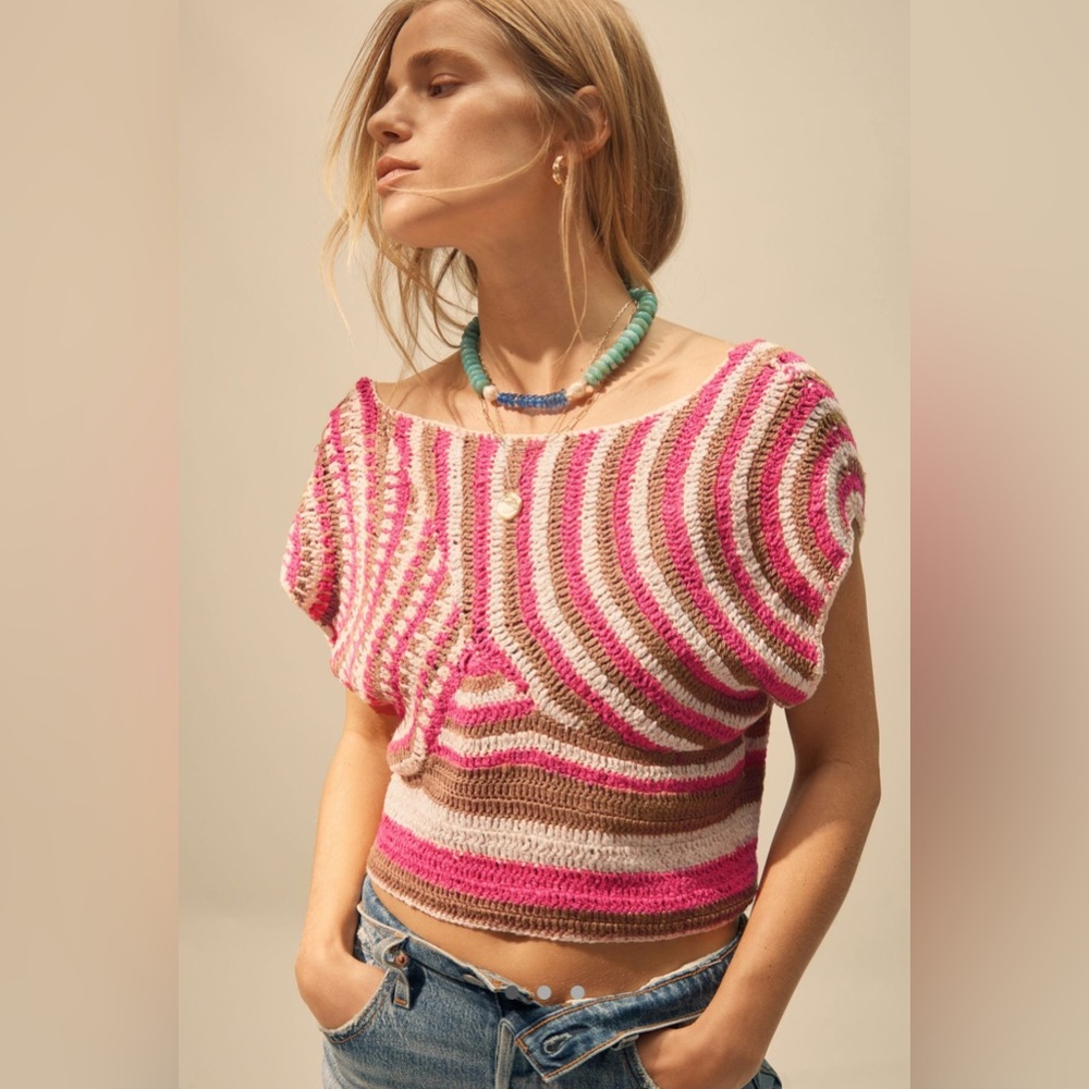 NWT By Anthropologie Crochet Muscle Sweater